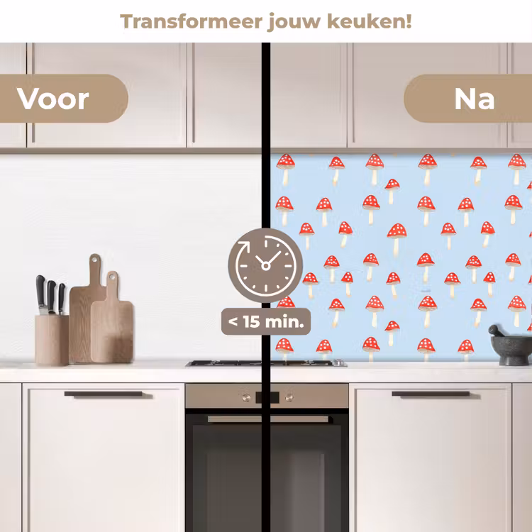 Spatscherm keuken - Paddenstoel -Sprookje - Blauw — 3