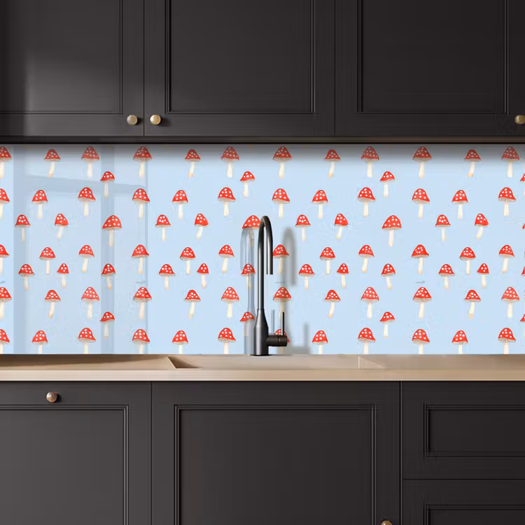 Spatscherm keuken - Paddenstoel -Sprookje - Blauw — 6