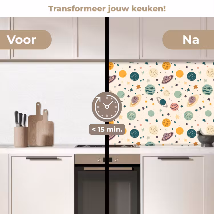 Spatscherm keuken - Planeten - Retro - Kleurrijk — 3