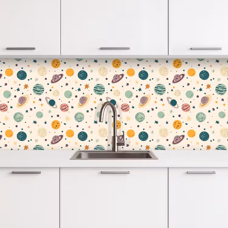 Spatscherm keuken - Planeten - Retro - Kleurrijk — 4