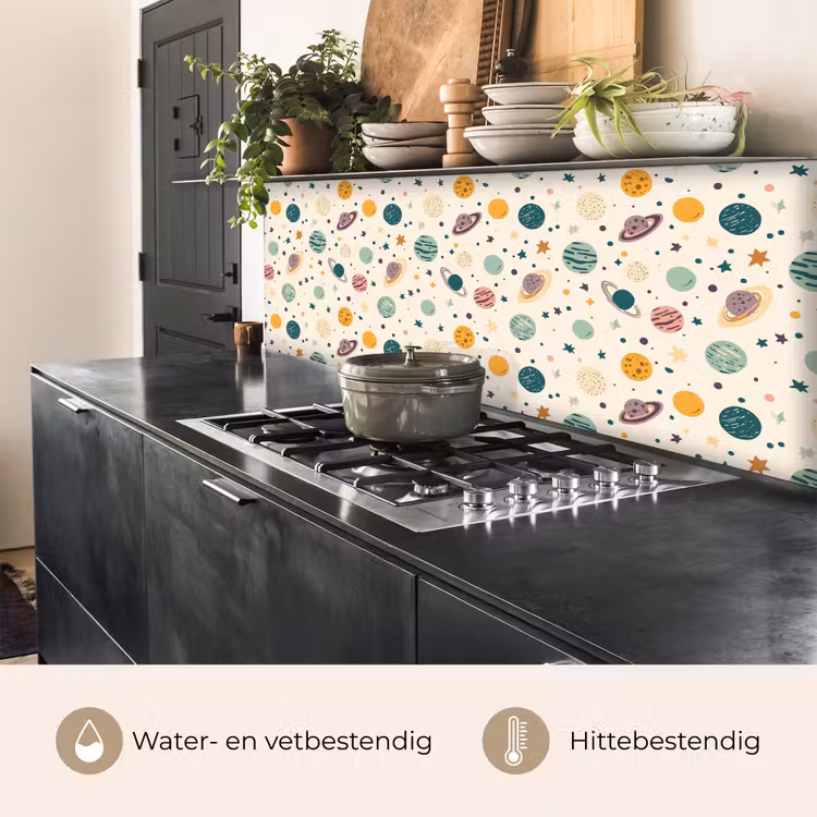 Spatscherm keuken - Planeten - Retro - Kleurrijk — 5