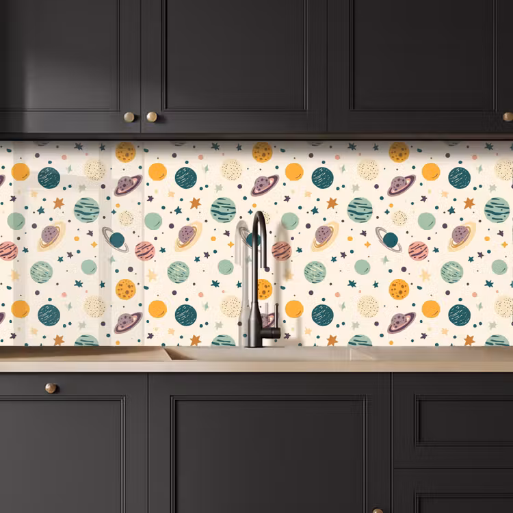 Spatscherm keuken - Planeten - Retro - Kleurrijk — 6