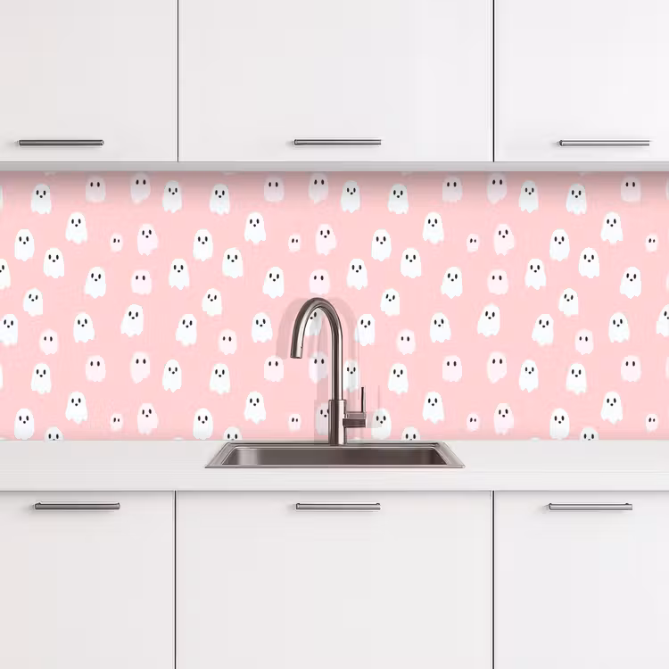Spatscherm keuken - Spookjes - Patroon - Roze — 4