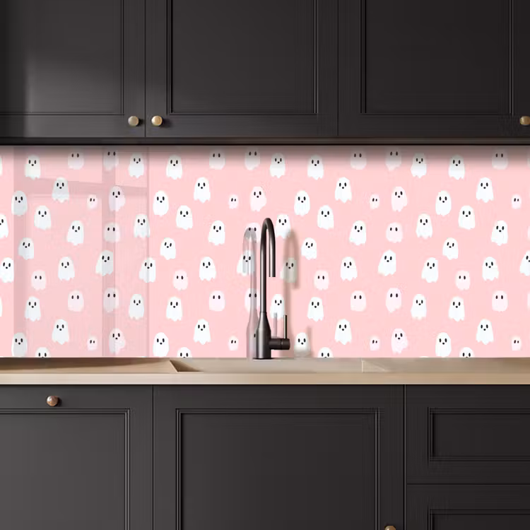 Spatscherm keuken - Spookjes - Patroon - Roze — 6