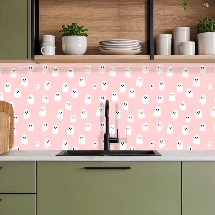 Spatscherm keuken - Spookjes - Patroon - Roze — 7