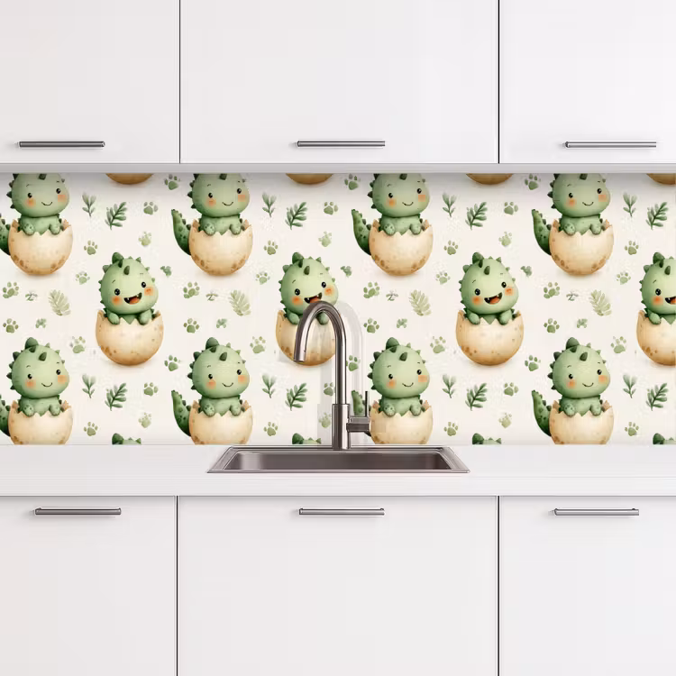 Spatscherm keuken - Dino - Eieren - Groen — 4