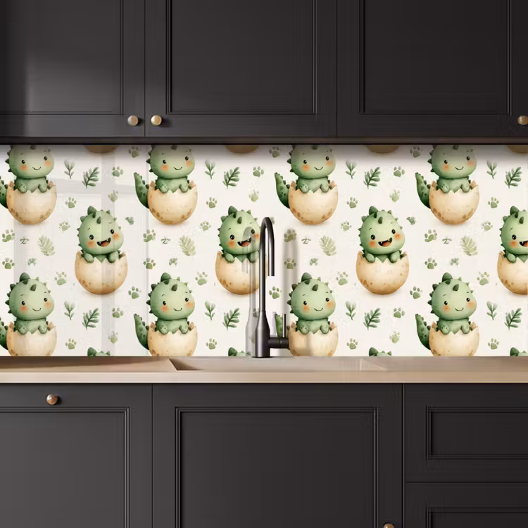 Spatscherm keuken - Dino - Eieren - Groen — 6