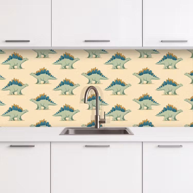 Spatscherm keuken - Dino - Patroon - Groen — 4