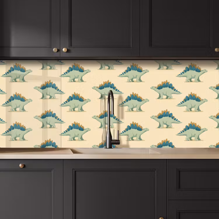 Spatscherm keuken - Dino - Patroon - Groen — 6
