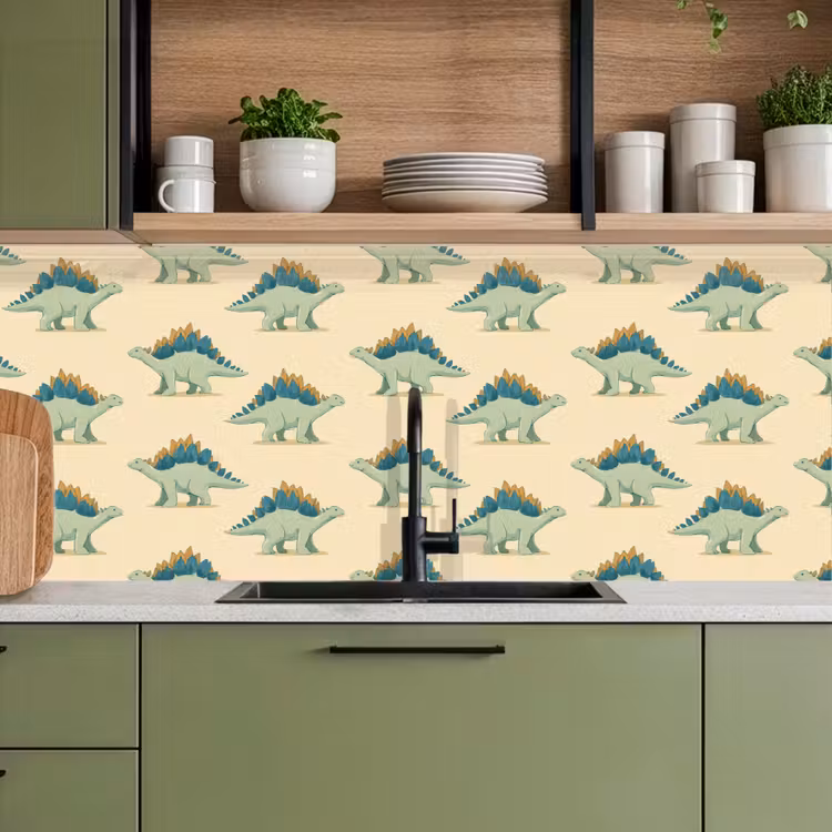 Spatscherm keuken - Dino - Patroon - Groen — 7