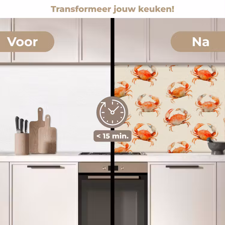 Spatscherm keuken - Krabben - Patroon - Oranje — 3