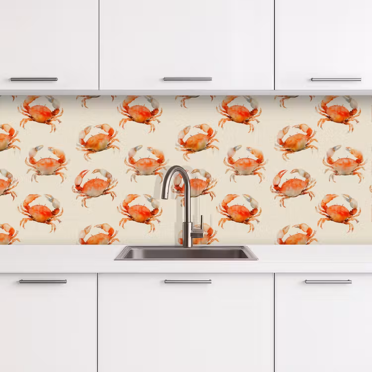 Spatscherm keuken - Krabben - Patroon - Oranje — 4