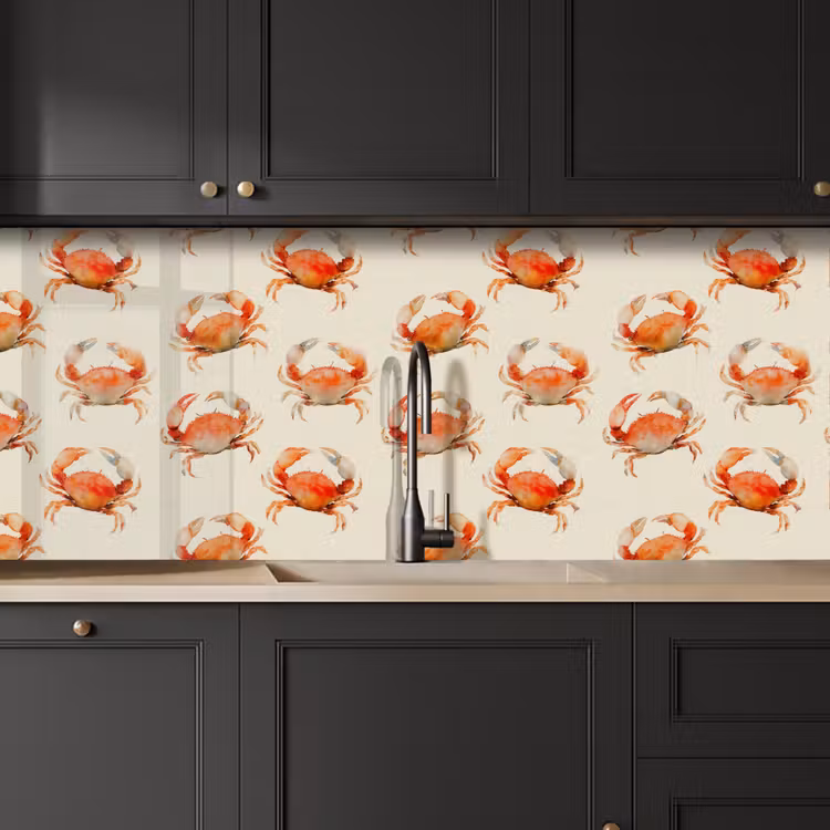 Spatscherm keuken - Krabben - Patroon - Oranje — 6
