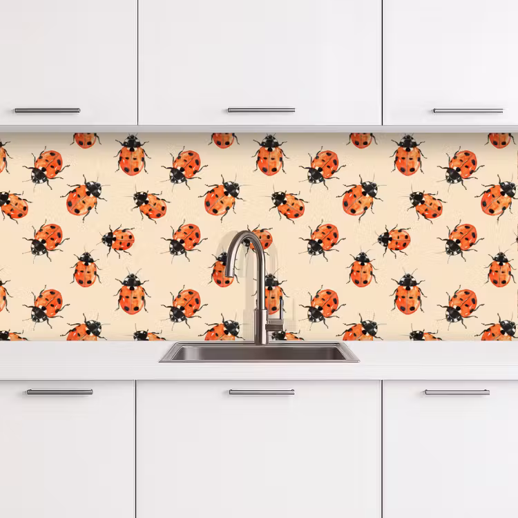 Spatscherm keuken - Lieveheersbeestjes - Patroon - Rood — 4