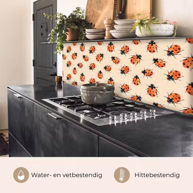 Spatscherm keuken - Lieveheersbeestjes - Patroon - Rood — 5