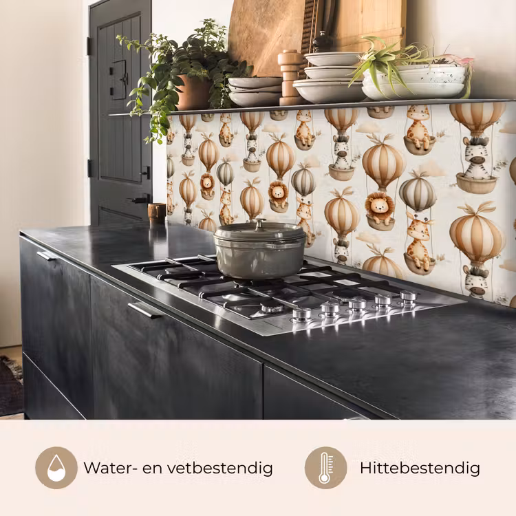 Spatscherm keuken - Safari - Luchtballonen - Taupe — 5