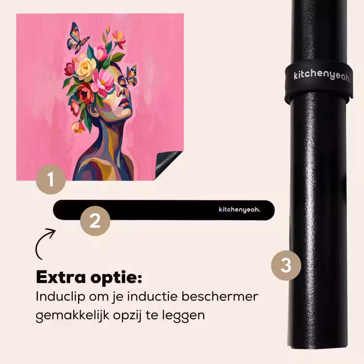 Inductie beschermer - Vrouwengezicht - Vlinders - Kleurrijk — 8