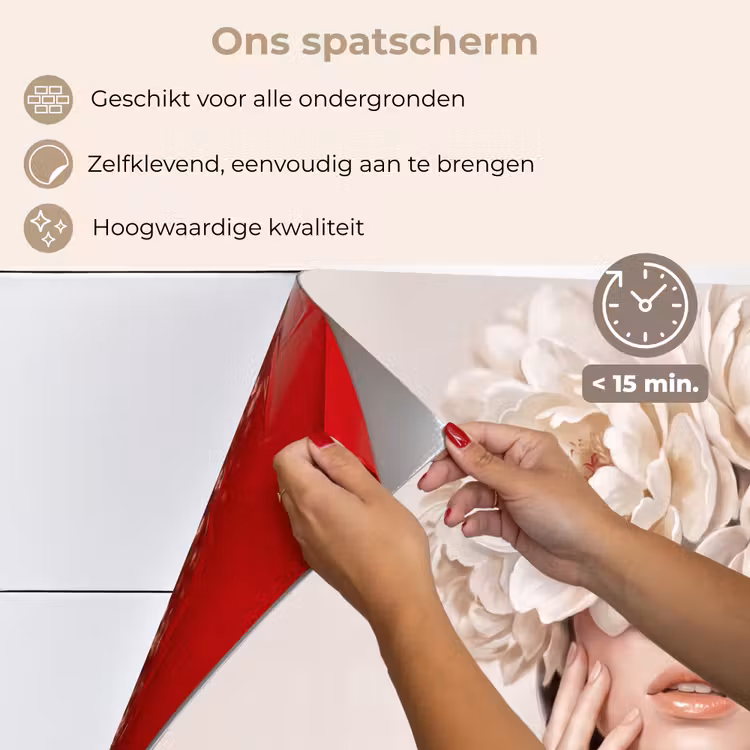 Spatscherm keuken - Gezicht - Pioenrozen - Crème — 4