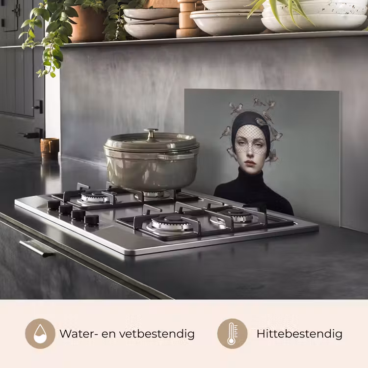Spatscherm keuken - Portret - Vogels - Zwart — 2