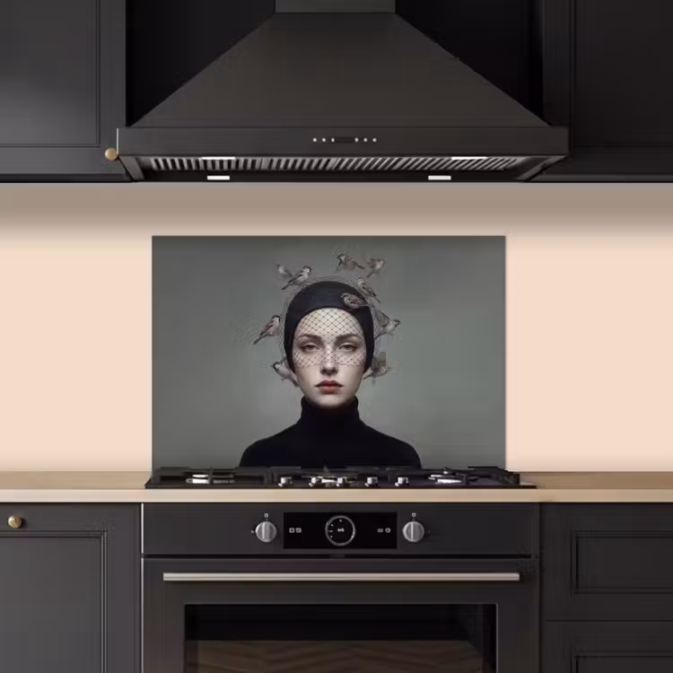 Spatscherm keuken - Portret - Vogels - Zwart — 5