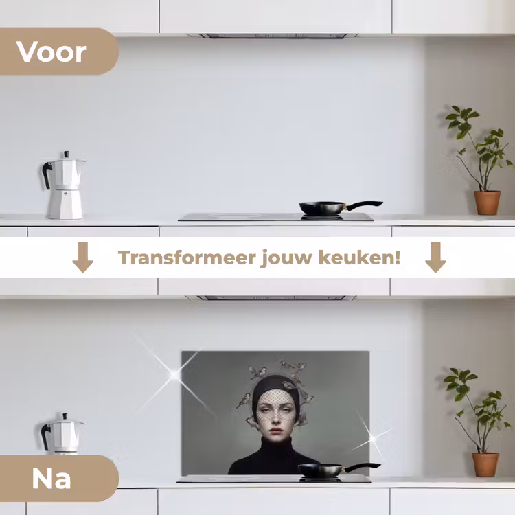 Spatscherm keuken - Portret - Vogels - Zwart — 7