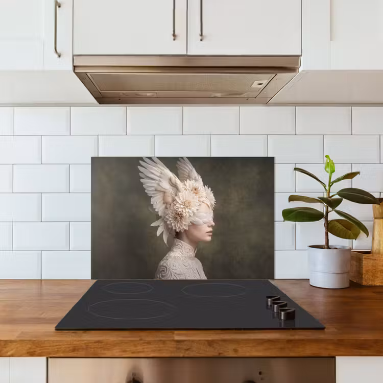 Spatscherm keuken - Vleugels - Vrouw - Wit — 3