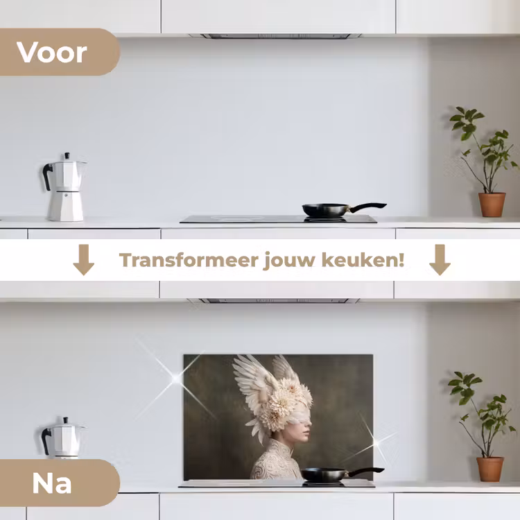 Spatscherm keuken - Vleugels - Vrouw - Wit — 7