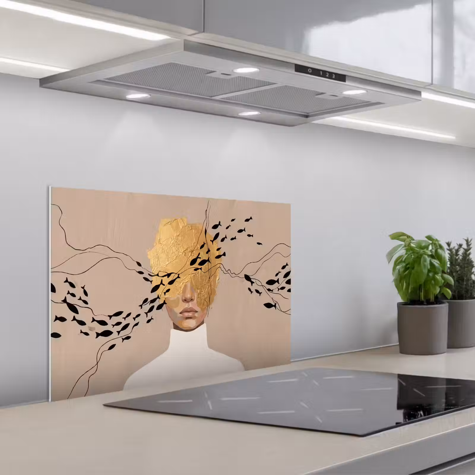 Spatscherm keuken - Modern - Vrouw - Goud — 1