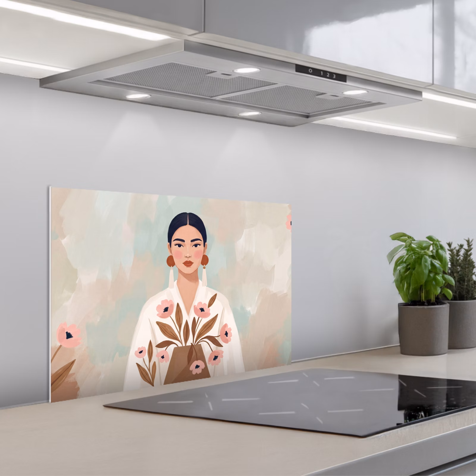Spatscherm keuken - Vrouw - Kimono - Pastel — 1