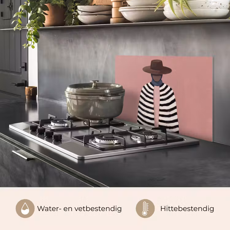 Spatscherm keuken - Grafisch - Vrouw - Roze — 2