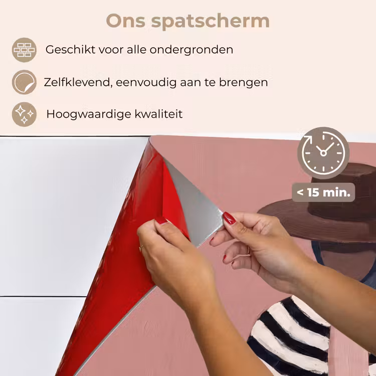 Spatscherm keuken - Grafisch - Vrouw - Roze — 4