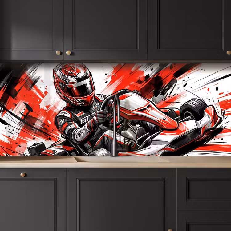 Spatscherm keuken - Kart - Coureur - Snelheid - Rood — 6