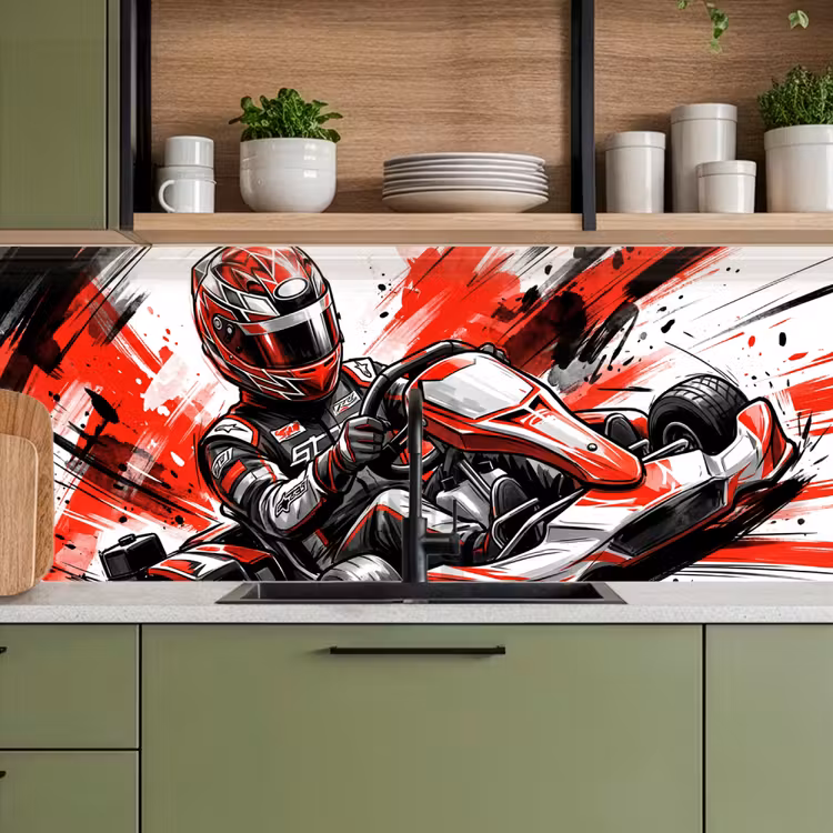 Spatscherm keuken - Kart - Coureur - Snelheid - Rood — 7