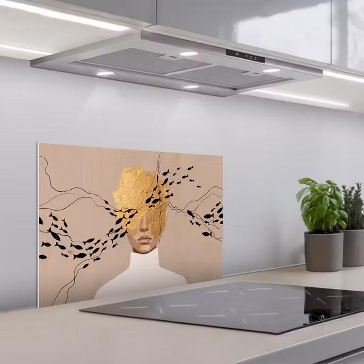 Spatscherm keuken - Modern - Vrouw - Goud — 1