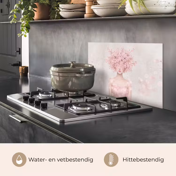 Spatscherm keuken - Portret - Kersenbloesem - Roze — 2