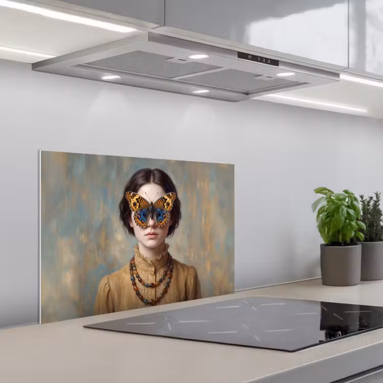 Spatscherm keuken - Portret - Vlinder - Kleurrijk — 1