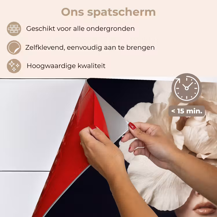 Spatscherm keuken - Roos - Tijdloos - Zwart — 4