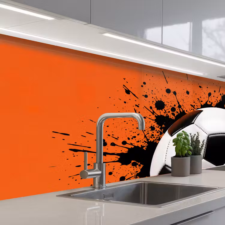 Spatscherm keuken - Voetbal - Verf - Sport - Oranje — 2