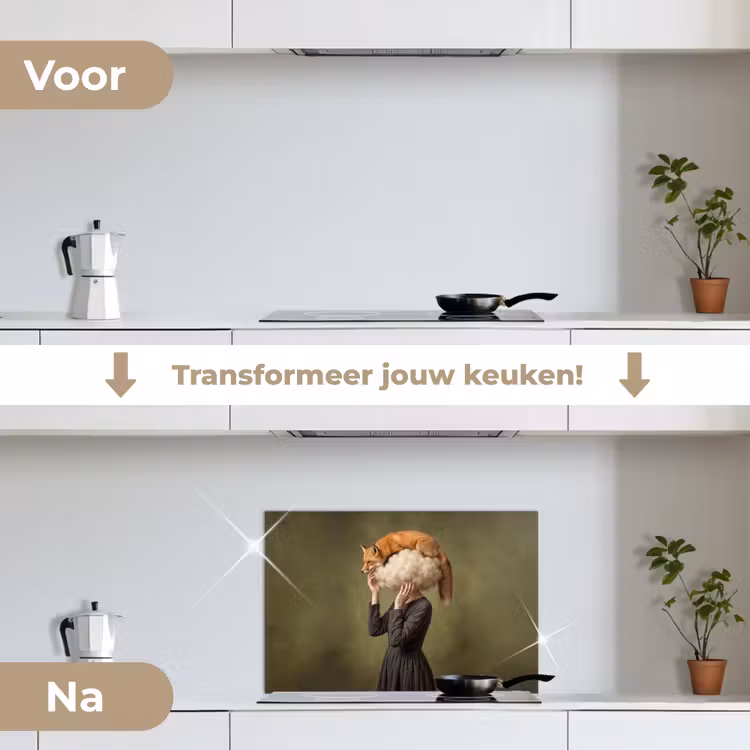 Spatscherm keuken - Vos - Surrealistisch - Groen — 7