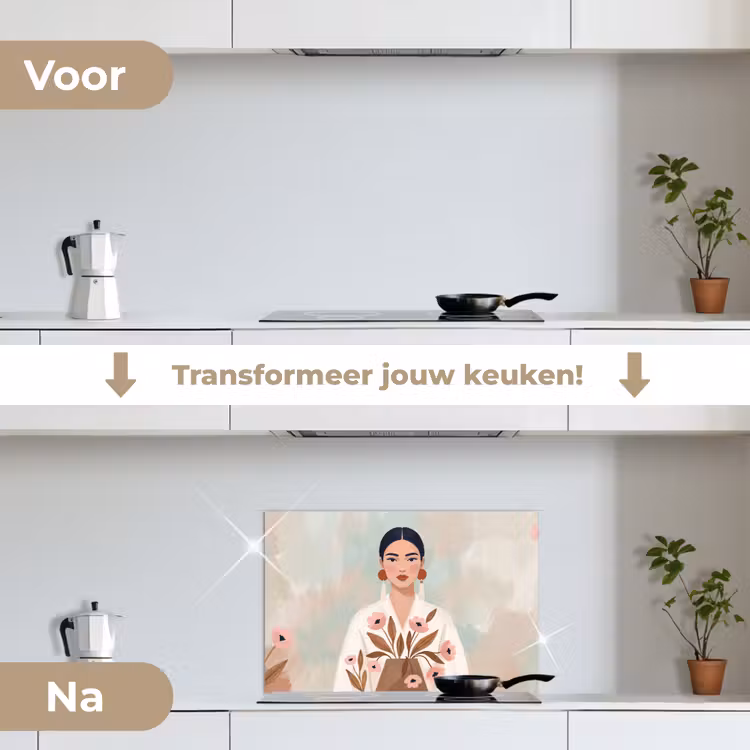 Spatscherm keuken - Vrouw - Kimono - Pastel — 7