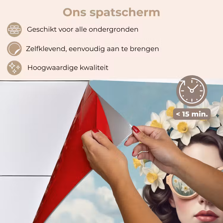 Spatscherm keuken - Vrouw - Narcissen - Geel — 4