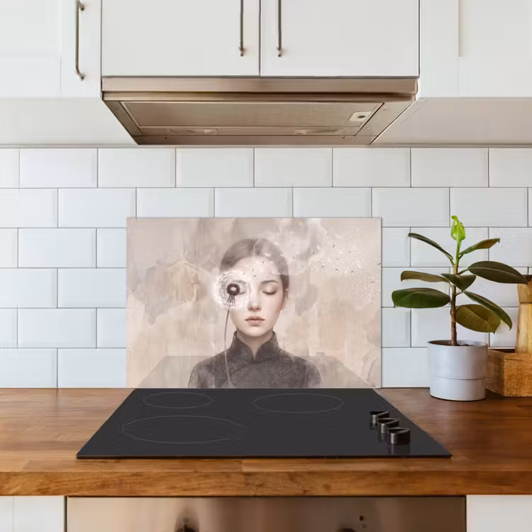 Spatscherm keuken - Vrouw - Sereen - Grijs — 3
