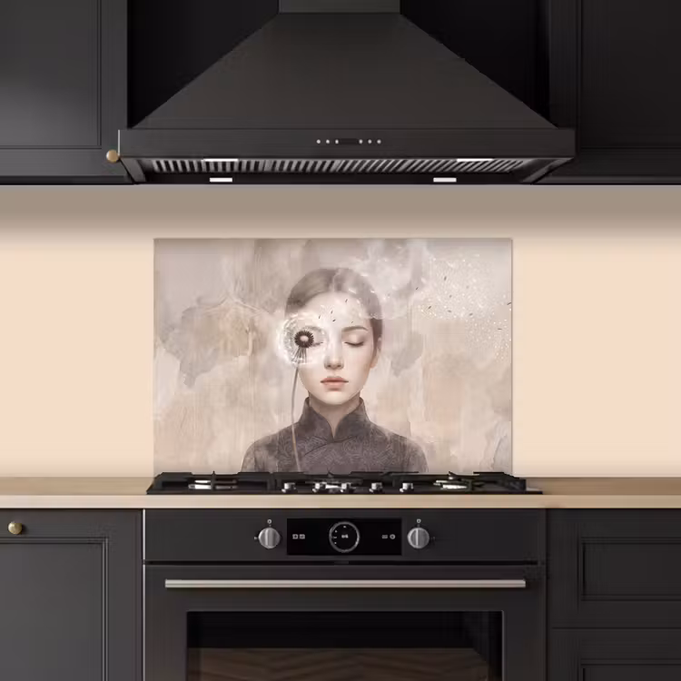 Spatscherm keuken - Vrouw - Sereen - Grijs — 5