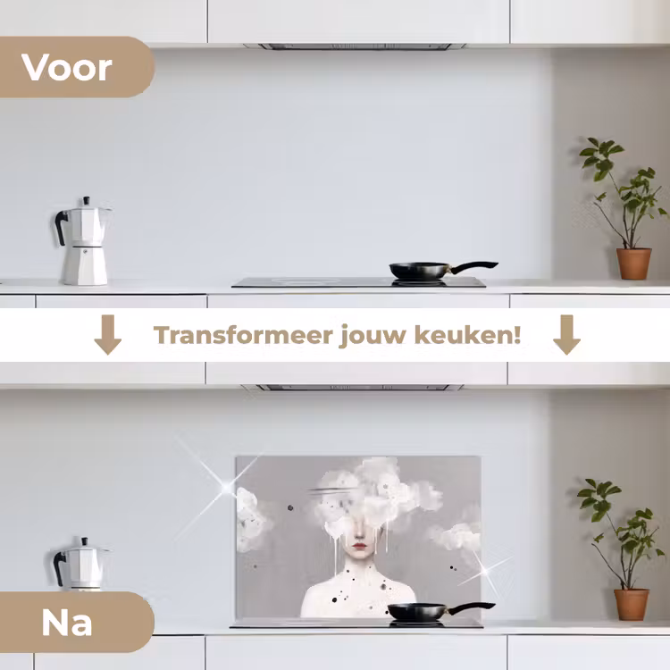 Spatscherm keuken - Vrouw - Wolk - Grijs — 7