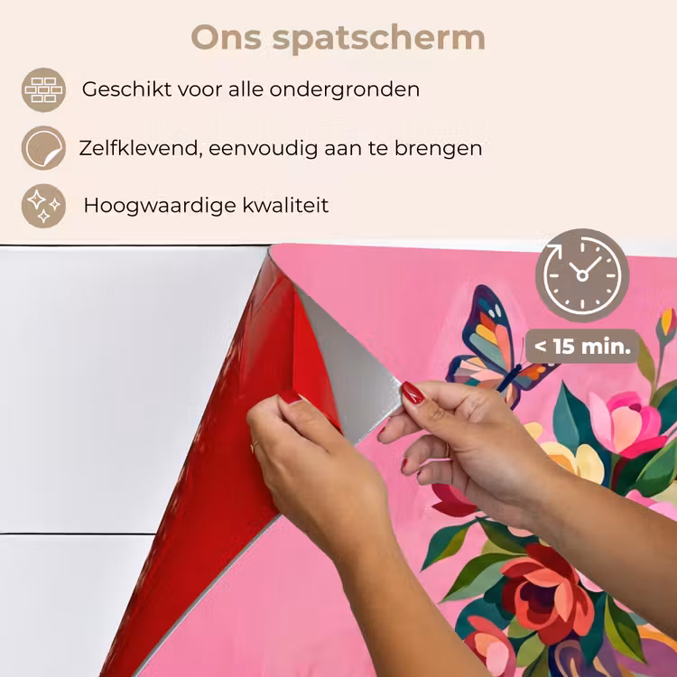 Spatscherm keuken - Vrouwengezicht - Vlinders - Kleurrijk — 4