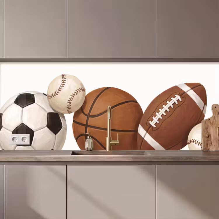 Spatscherm keuken - Sport - Ballen - Illustratie — 1