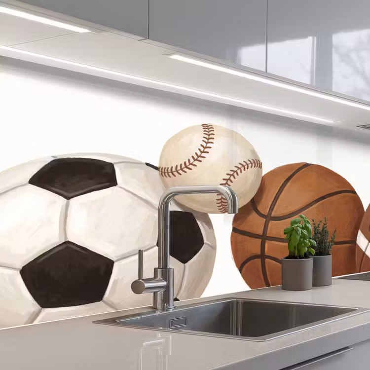 Spatscherm keuken - Sport - Ballen - Illustratie — 2