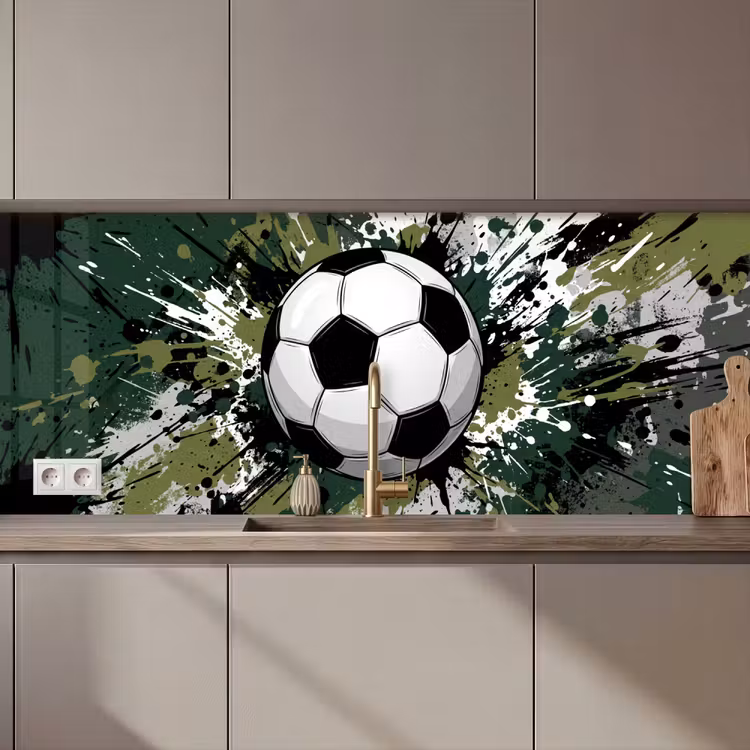Spatscherm keuken - Voetbal - Verf - Spetters - Groen — 1