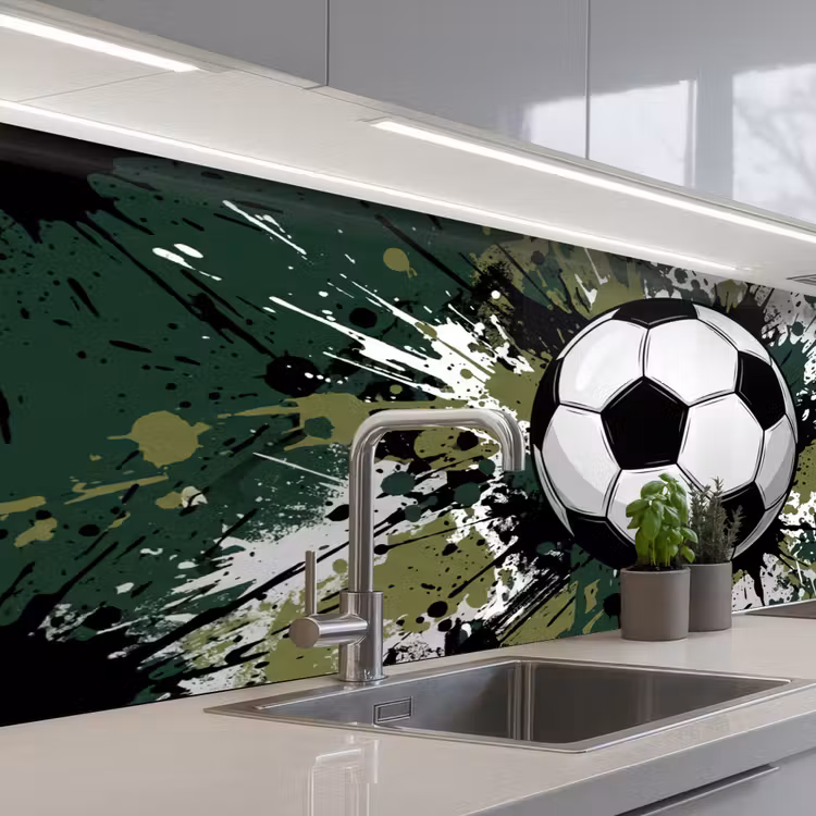 Spatscherm keuken - Voetbal - Verf - Spetters - Groen — 2