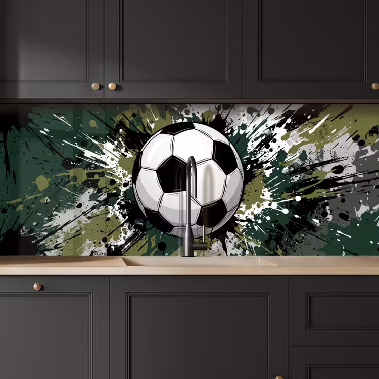 Spatscherm keuken - Voetbal - Verf - Spetters - Groen — 6
